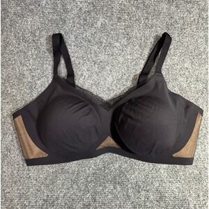 Honeylove Silhouette Bra Black Mesh Wireless Support Size Large 38B/C LWBR0302V3